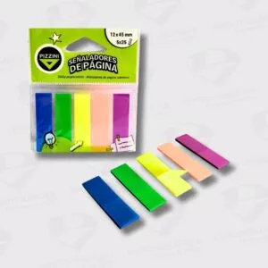 Inicio 19 Banderita Senaladora De Paginas Pizzini 5 Colores Fluo x 25 Hojas De 12MM x 45MM