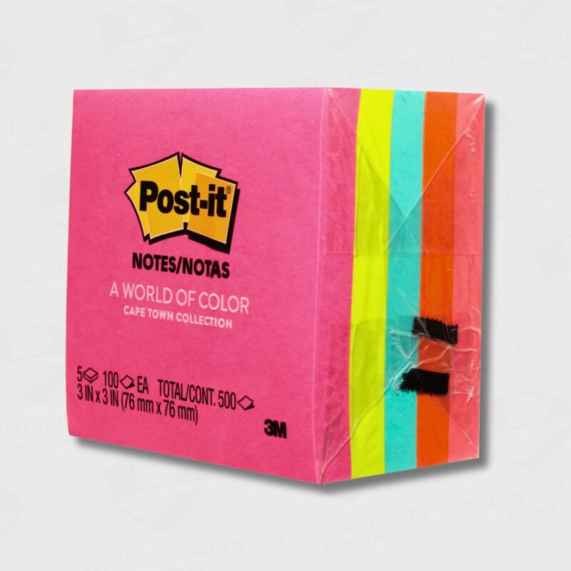 Nota Adhesiva Cubo Post It 654 7.6X7.6CM Fluo Capetown