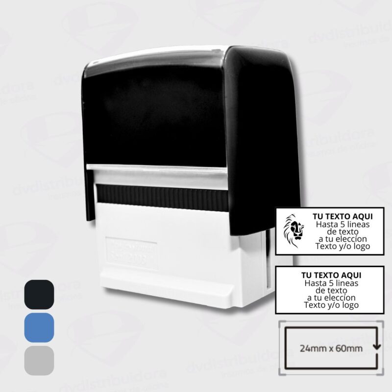 Sello Personalizado Automatico Con Lineas De Texto Dibujo o Logo 60MM X 24MM