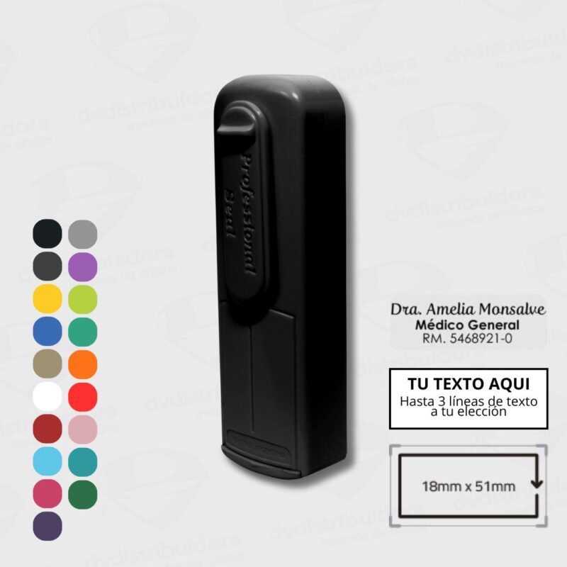 Sello Personalizado Automatico Pocket Ideal Para Medicos 51MM X 18MM