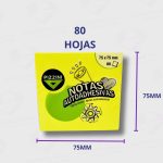 Notas Adhesivas Fluo Pizzini 75MM x 75MM x 80 Hojas  - Adhesivo De Duración Prolongada - Imagen 2