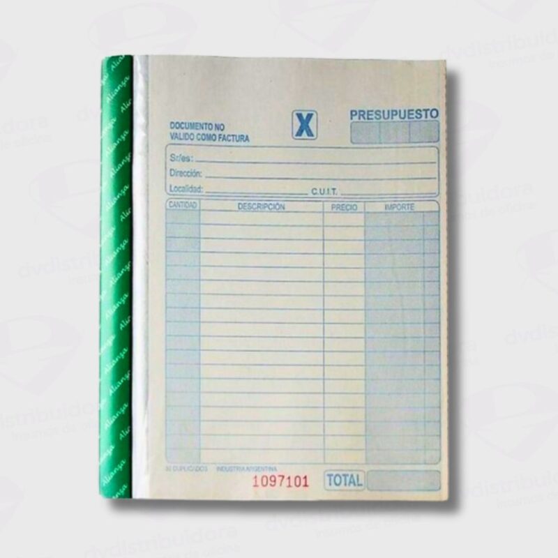 Talonario Alianza Presupuesto Duplicado Grande