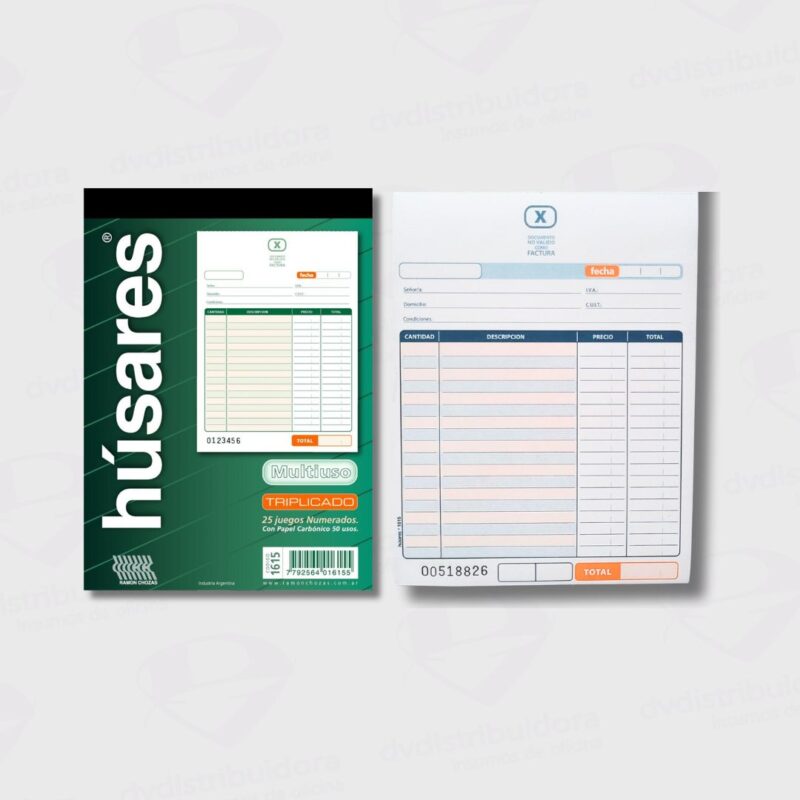 Talonario Husares 1615 Neutro Triplicado