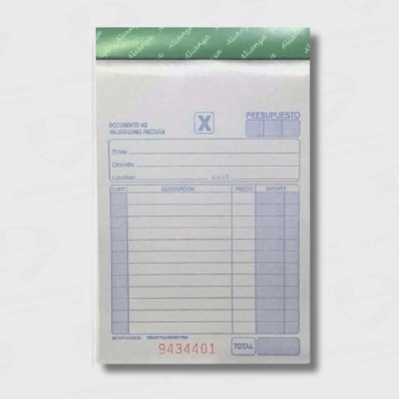 Talonario Presupuesto chico Alianza