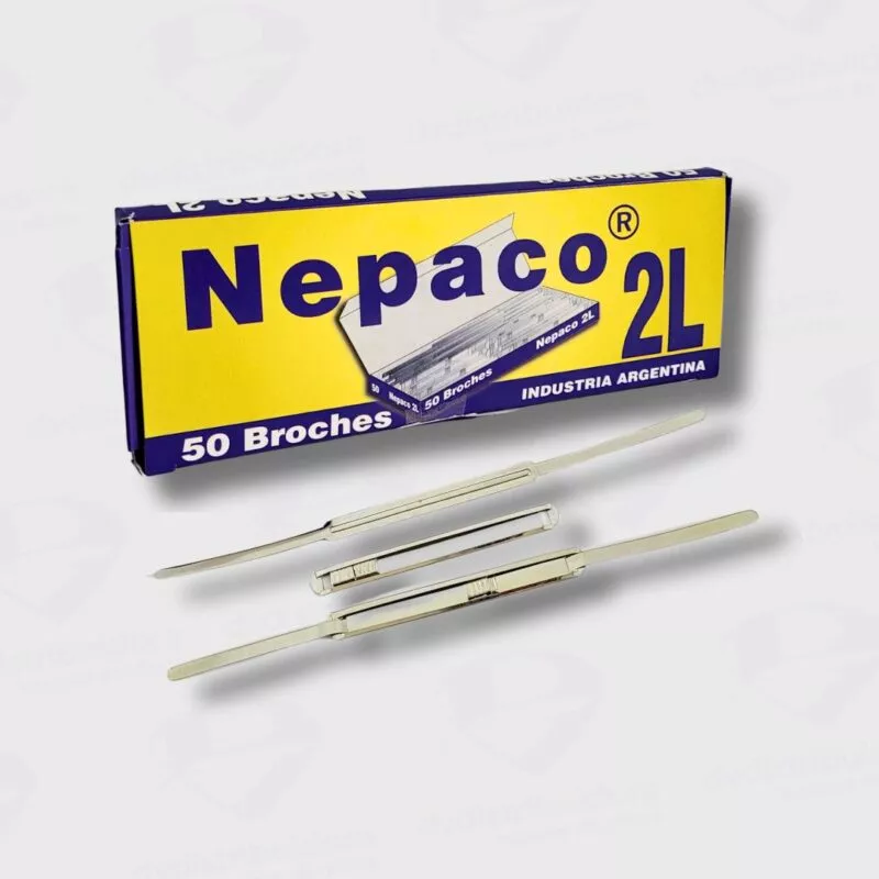 Broche Metalico Nepaco N°2 Largo Para Carpetas De Cartulina