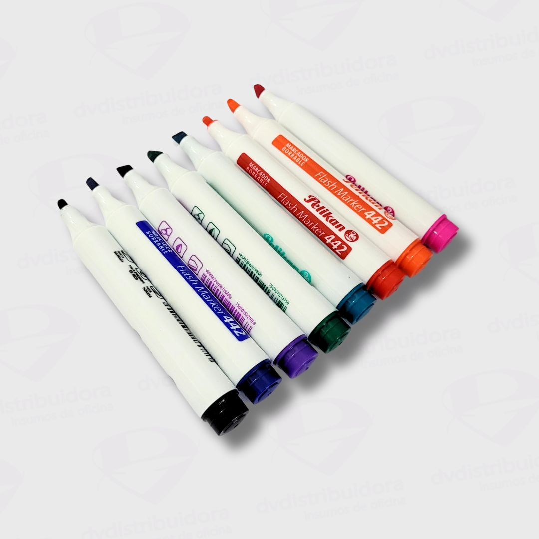 Marcador Para Pizarra Pelikan Flash Marker 442 - Punta Cuadrada - Blister x 8 Colores - Tinta Fácil Borrado - Imagen 2