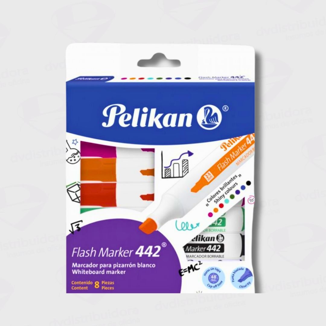 Marcador Para Pizarra Pelikan Flash Marker 442 - Punta Cuadrada - Blister x 8 Colores - Tinta Fácil Borrado - Imagen 4