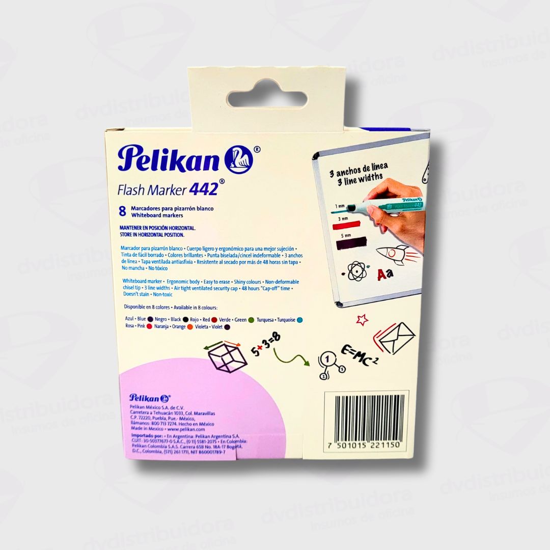Marcador Para Pizarra Pelikan Flash Marker 442 - Punta Cuadrada - Blister x 8 Colores - Tinta Fácil Borrado - Imagen 5