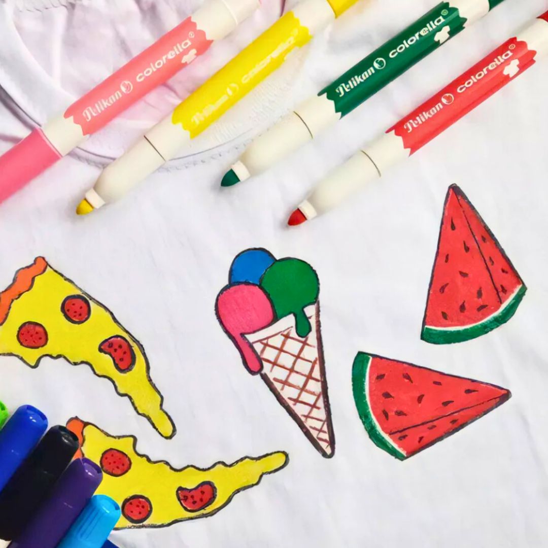 Marcadores Pelikan Colorella Textil Punta Redonda - Caja x 12 Colores - Ideal Decoración De Prendas y Telas - Imagen 4