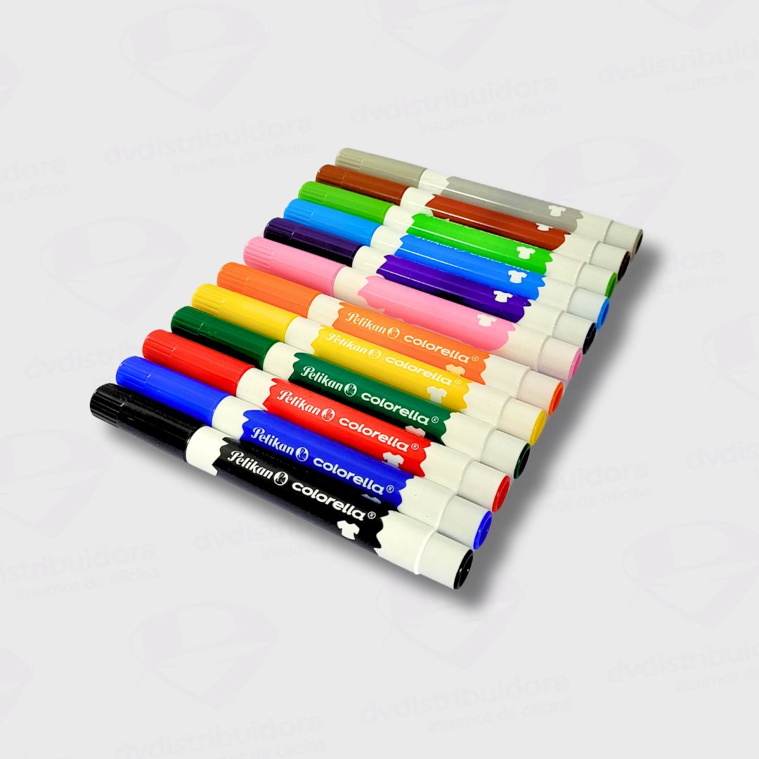 Marcadores Pelikan Colorella Textil Punta Redonda - Caja x 12 Colores - Ideal Decoración De Prendas y Telas - Imagen 1