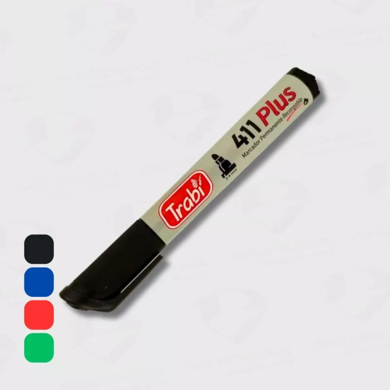 Marcador Permanente Indeleble Recargable Trabi 411 Punta Redonda