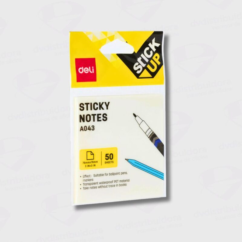 Notas Adhesivas Deli 76X76MM Transparente