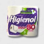 Papel Higiénico Higienol Max Plus Hoja Simple - Paquete De 4 Rollos De 80MTS - Suavidad Con Extracto De Aleo