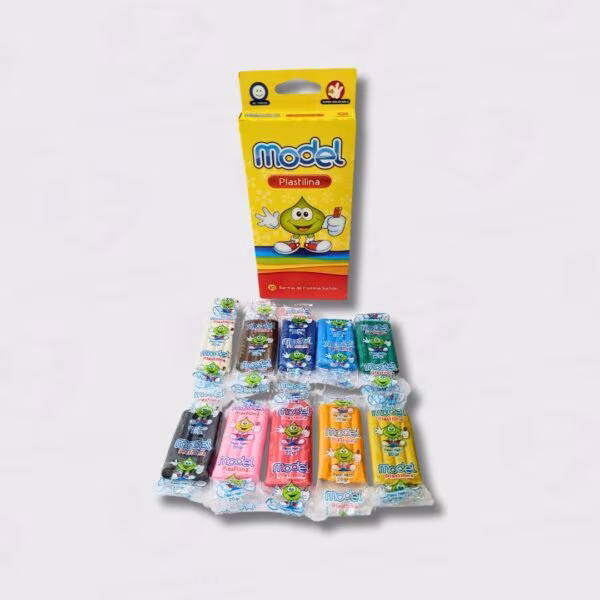 Plastilina Model En Barra De 20GRS - 10 Colores Surtidos - Fácil De Moldear