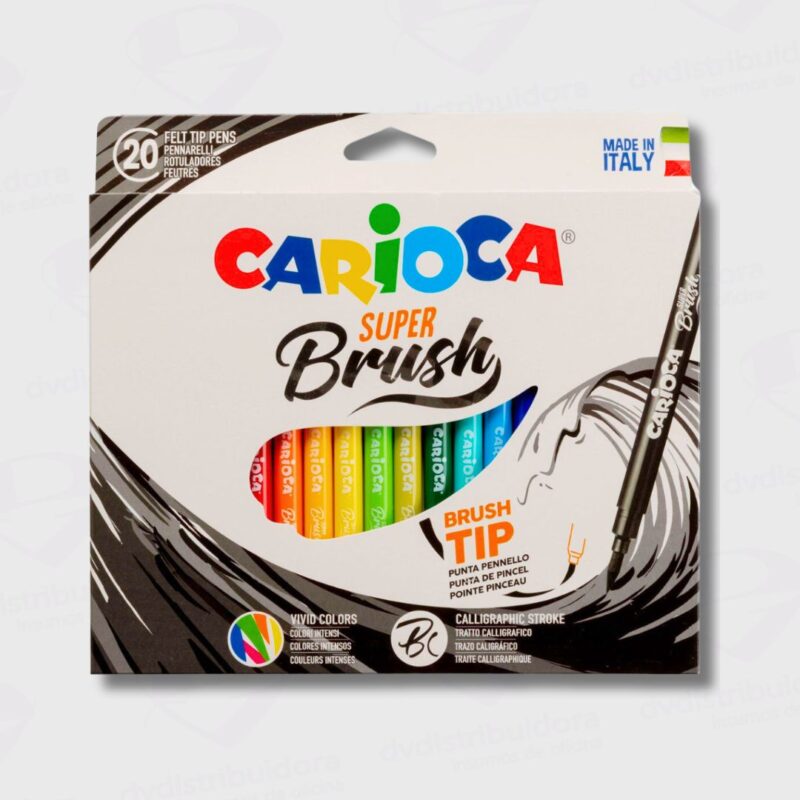 Marcadores Carioca Super Brush Punta Pincel Caja x 20 Colores