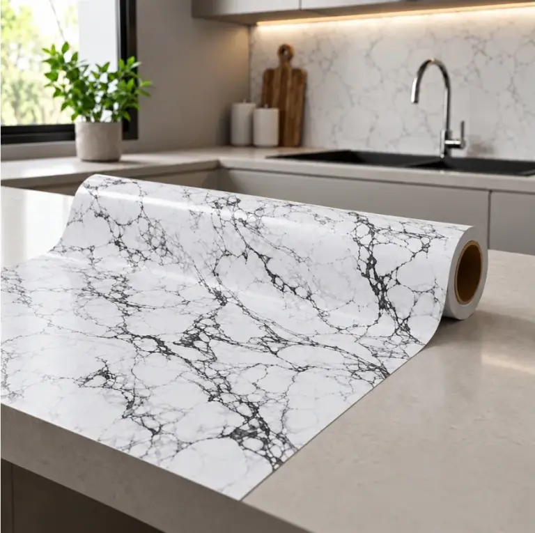 Vinilo Mármol Blanco Veteado SELF 45 cm x 15 m
