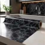 Rollo Vinilo Autoadhesivo Decorativo Self Símil Marmol Negro 45cm X15m