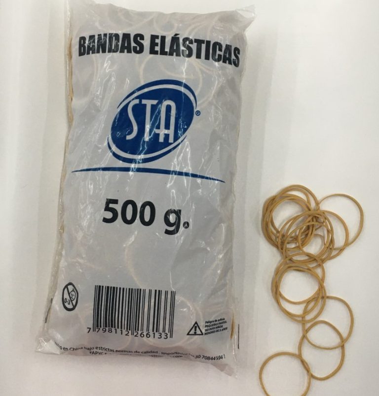 Bandas Elásticas de Caucho Induca 4 cm – Bolsa x 500 g (Medio Kilo)