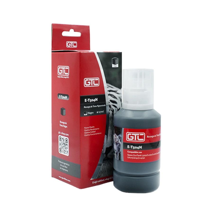 Botella de Tinta Alternativa GTC para Epson T504 Color Negro (127 ml) para EcoTank L4150 / L4260 Botella de Tinta Alternativa GTC para Epson T504 Color Negro (127 ml) para EcoTank L4150 / L4260