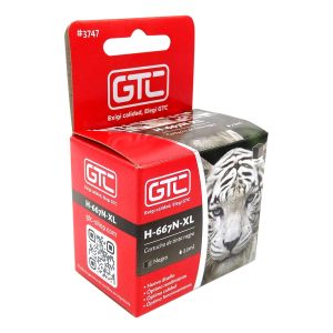 Cartucho de Tinta Alternativo GTC para HP 667XL Color Negro (215588961)