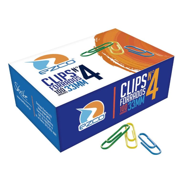 Clips Forrados en Plástico Colores Surtidos Ezco 33 mm N° 4 – Caja x 100 Unidades