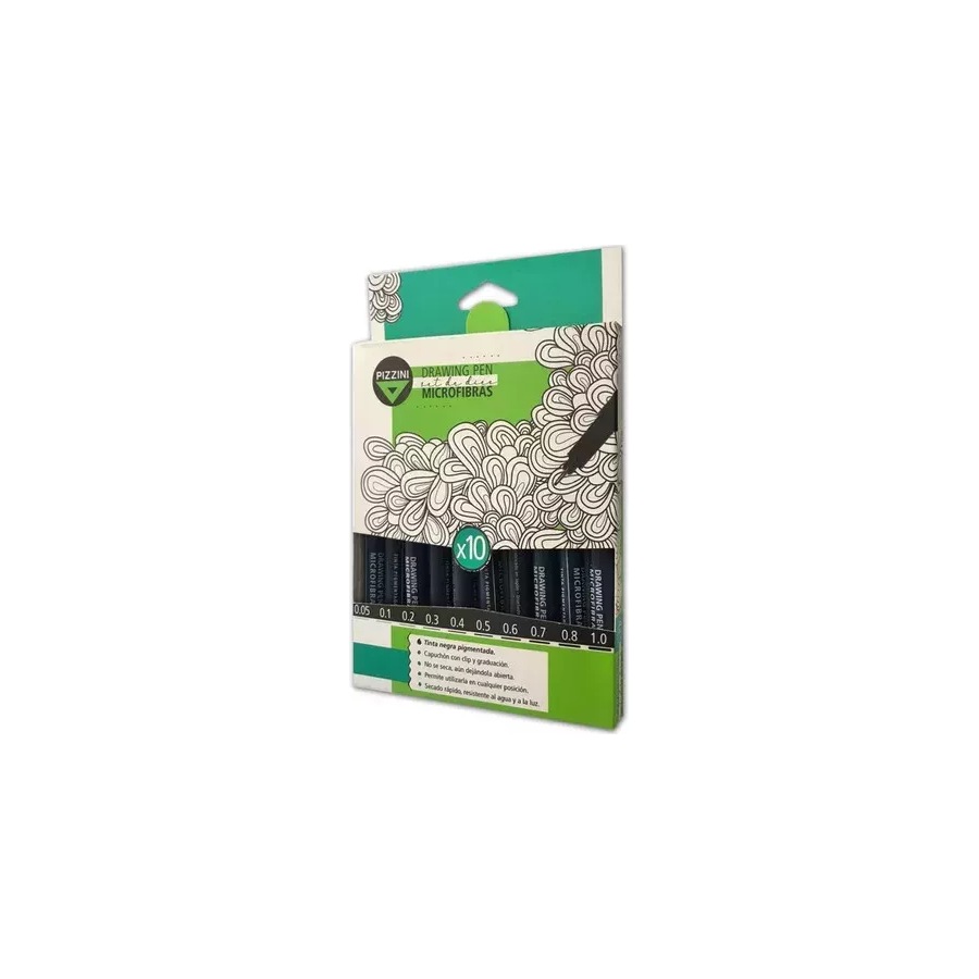 Set x10 Microfibras de Dibujo Técnico Pizzini Graduadas (0.05 a 0.8 mm + Punta Pincel) Set x10 Microfibras de Dibujo Técnico Pizzini Graduadas (0.05 a 0.8 mm + Punta Pincel)