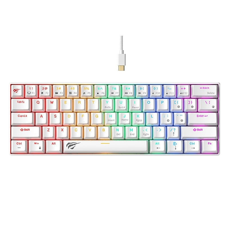 Teclado Mecánico Gamer Havit KB903L Blanco 60% – 61 Teclas, RGB, Anti-Ghosting y Cable USB-C Teclado Mecánico Gamer Havit KB903L Blanco 60% – 61 Teclas, RGB, Anti-Ghosting y Cable USB-C