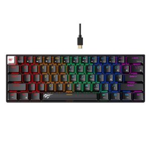 Teclado Mecánico Gamer Havit KB903L Negro 60% – 61 Teclas, RGB, Anti-Ghosting y Cable USB-C